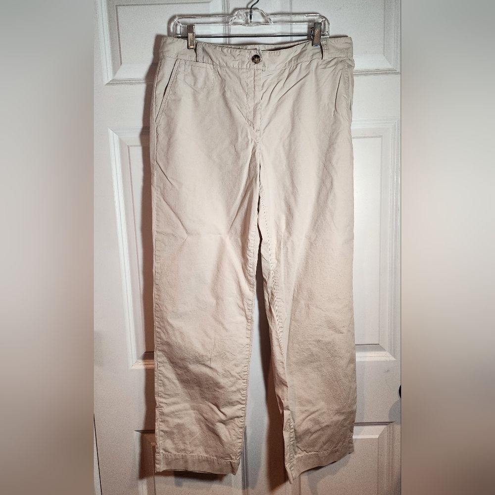 Talbots Boyfriend Light Beige Casual Pants Straight Leg Size 12